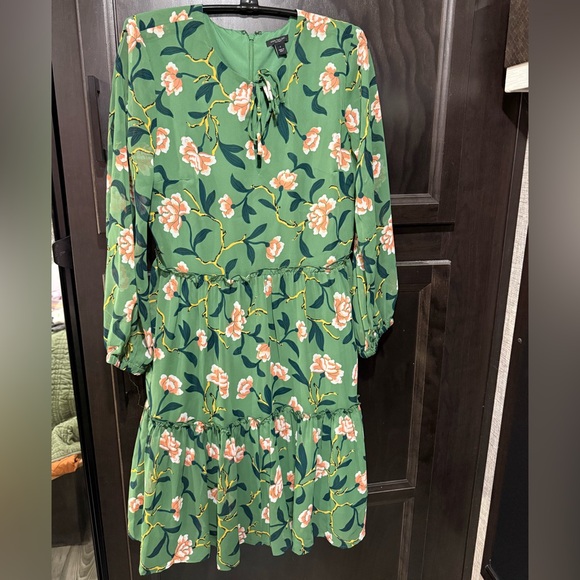 Ann Taylor Factory Dresses & Skirts - Ann Taylor Factory Green Floral fairy Y2K cottagecore Long Sleeve Dress size 2